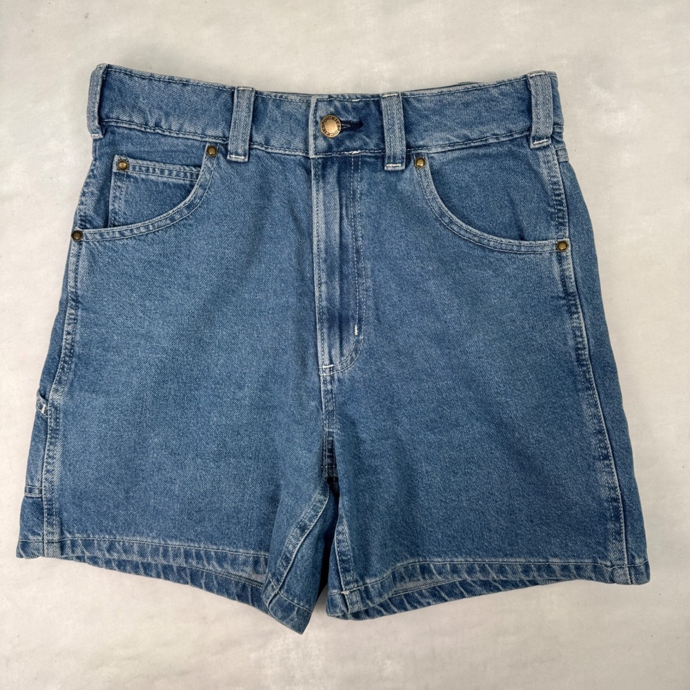 Women's Dickies Carpenter Denim Shorts Sz 28 Blue Utility Workwear High Waister